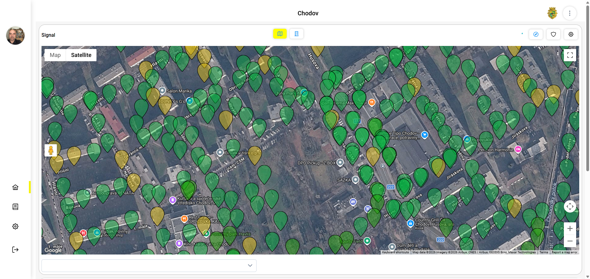 Logimic platform map of connected luminaires in municipal deployment